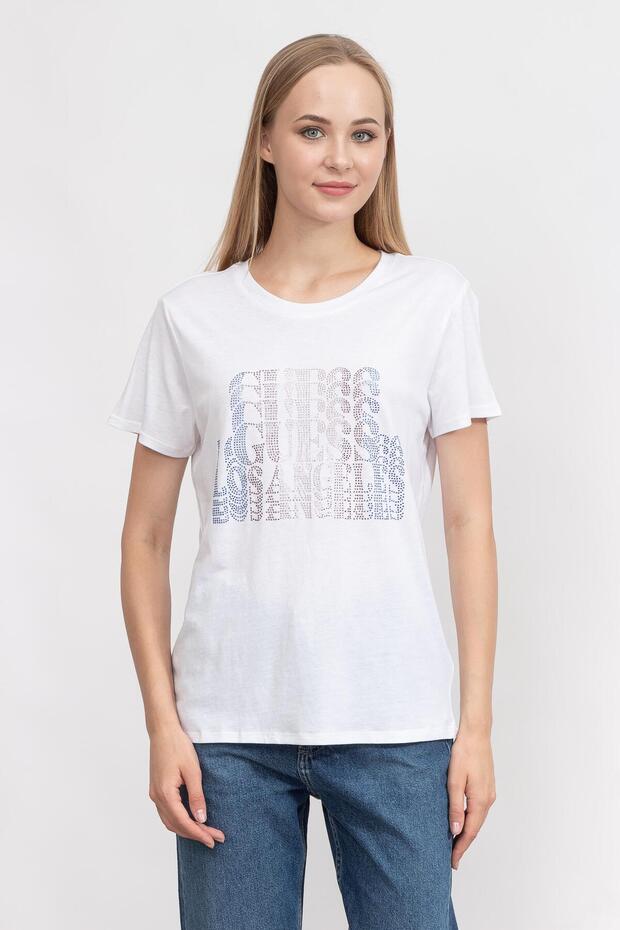 Crew Neck White Women's T-Shirt W3Gı08K9Sn1G011