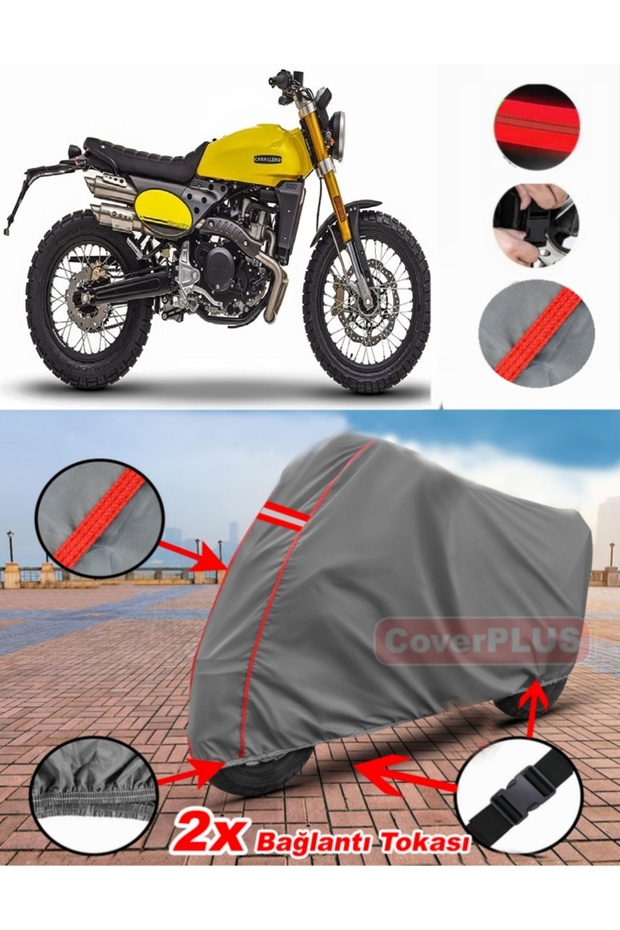 Caballero 500 Flat Track Tarpaulin Motor Tarpaulin Motorbike Cover Tent Red Stitched Gray