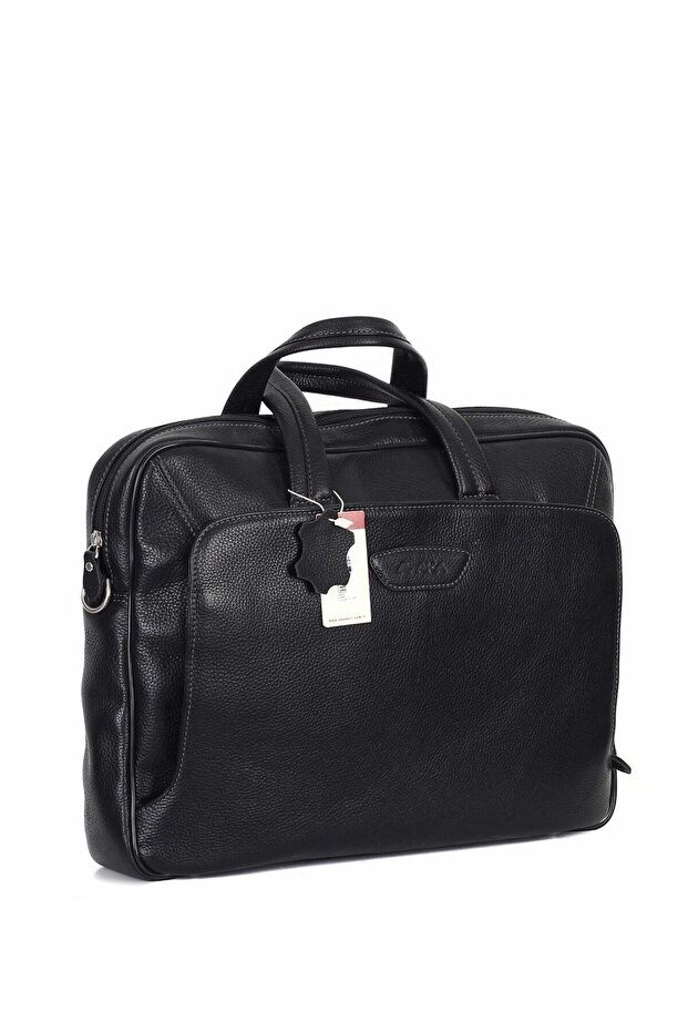 Black Leather Laptop Briefcase - 246 2