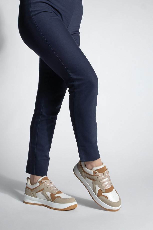 Kadın Sneaker Yüksek Taban Spor Ayakkabı Aryan Camel - 4