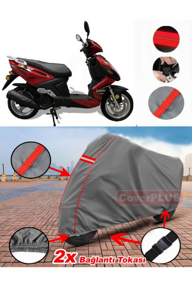 Lifan Lf125T-26 Tarpaulin Motor Tarpaulin Motorcycle Cover Tent Red with Grey Stitching
