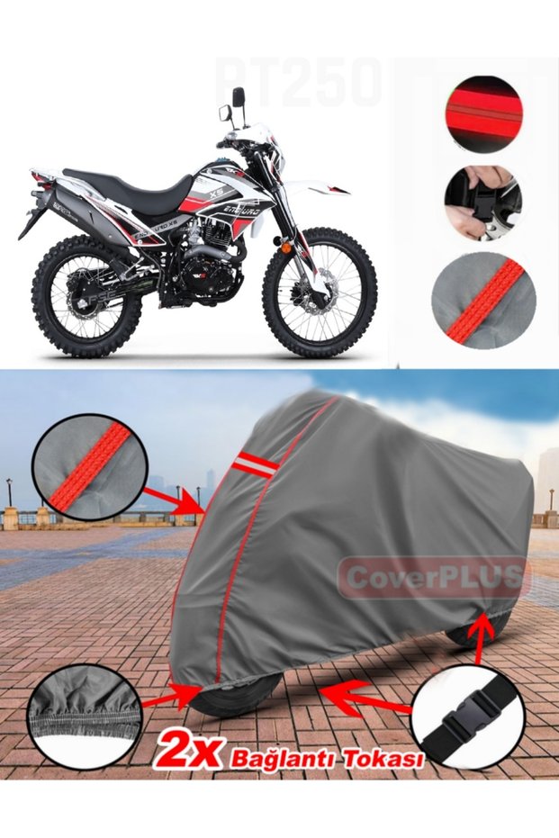 Rks Rt250 Tarpaulin Motor Tarpaulin Motorcycle Cover Tent Red Stitched Gray