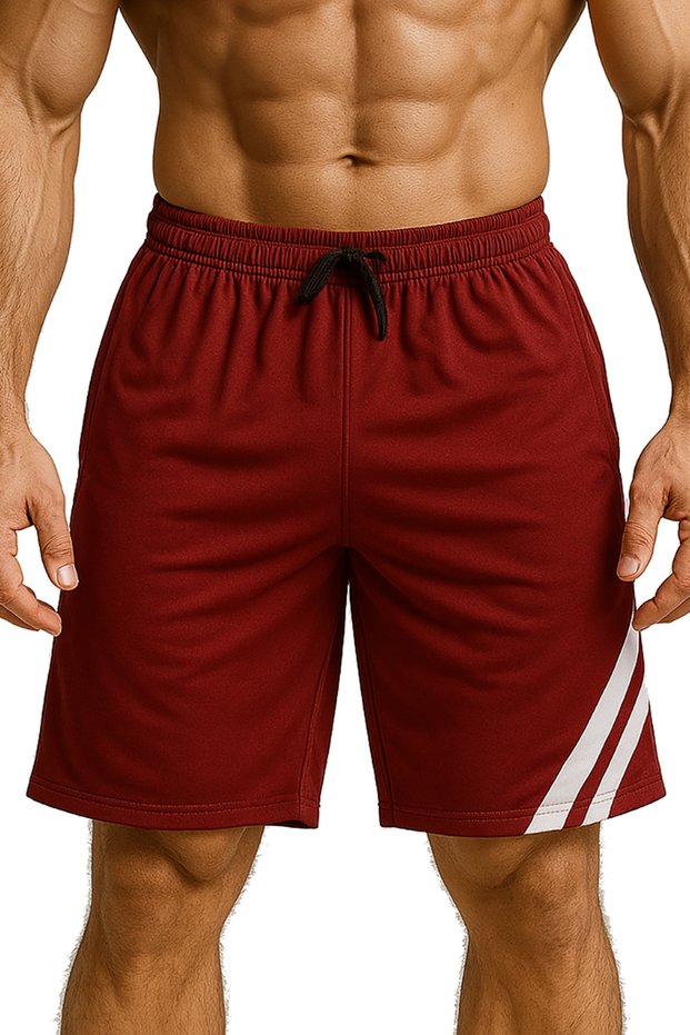 Burgundy White Pocket Basketball Shorts Sports Shorts