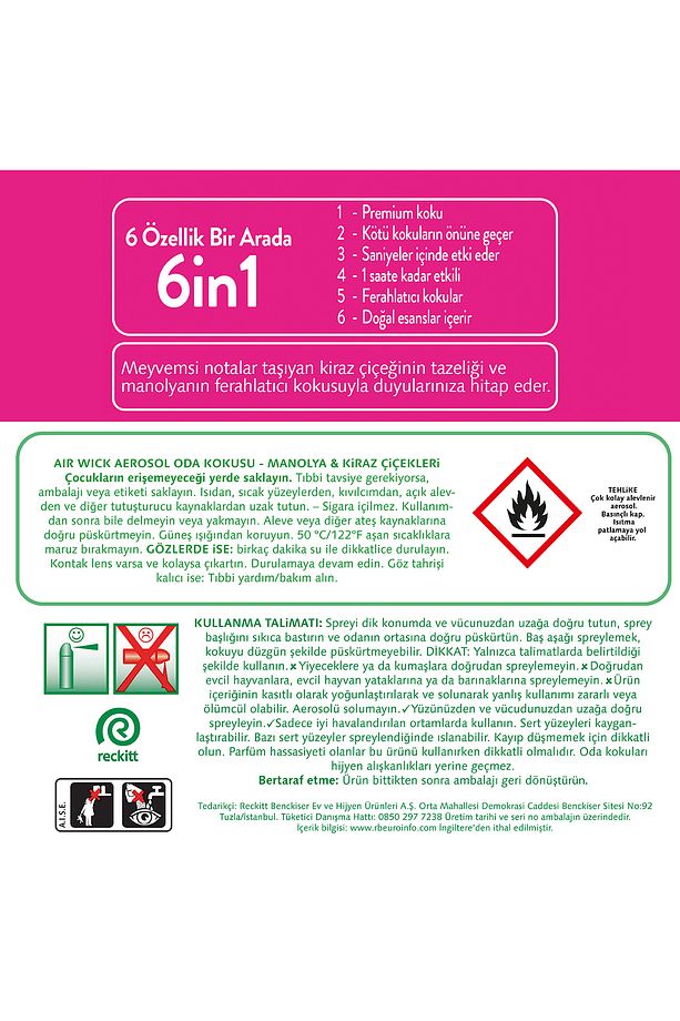 Airwick Aerosol 300 Ml. Manolya Ve Kiraz Çiçekleri (6'LI) - 5