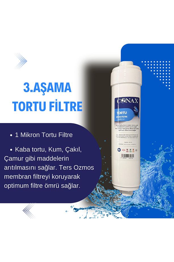 Tüm Kapalı Kasalar Ile Uyumlu 5 Aşamalı Inline Filtre Seti, 80 Gpd Membran, Anahtar Hediyeli - 5