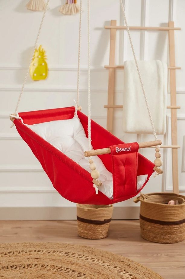 Rüya Ahşap Bebek Hamak %100 Pamuklu Ev Tipi Tavan Salıncak - 2