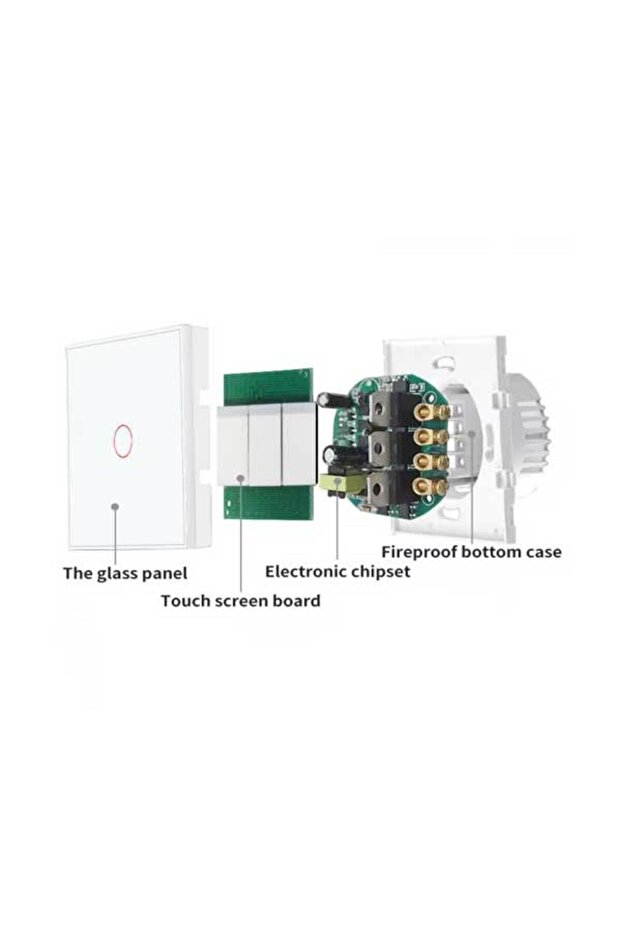 White Double Touch Switch, Tempered Glass, LED - 4