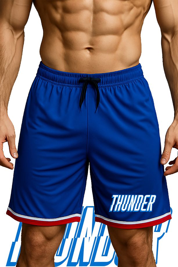 Cepli Thunder Baskılı Basketbol Şortu Spor Şort - 1