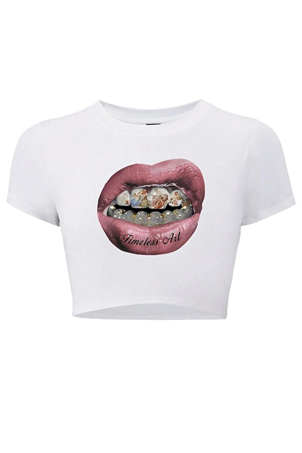 Women's Timeless Art Cropped T-shirt White
