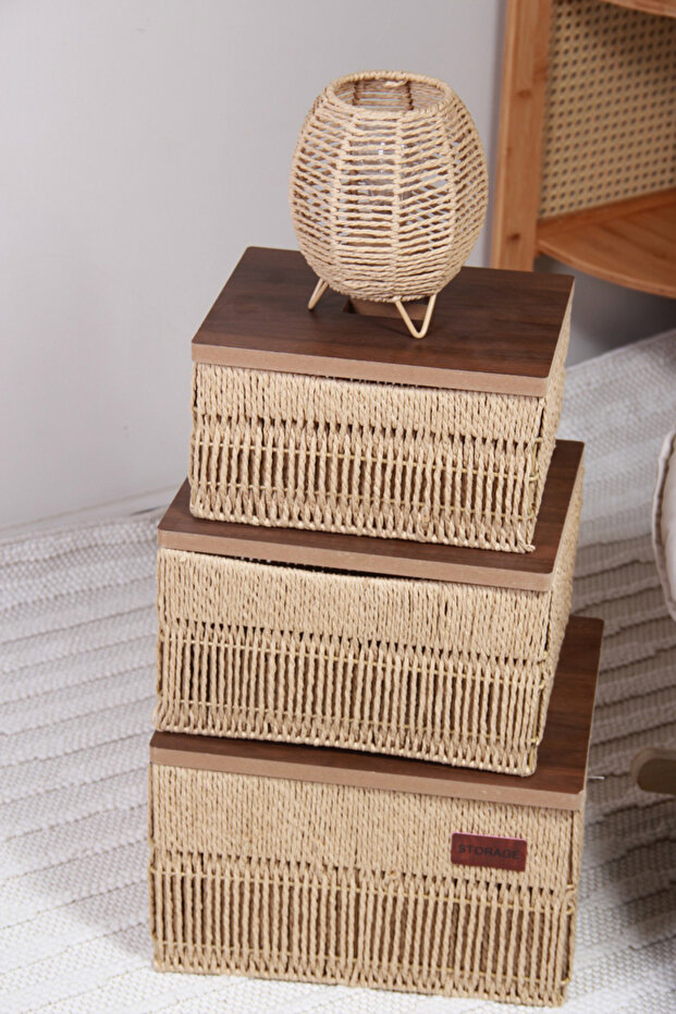 Versatile storage basket set with distinctive lampshade - 1