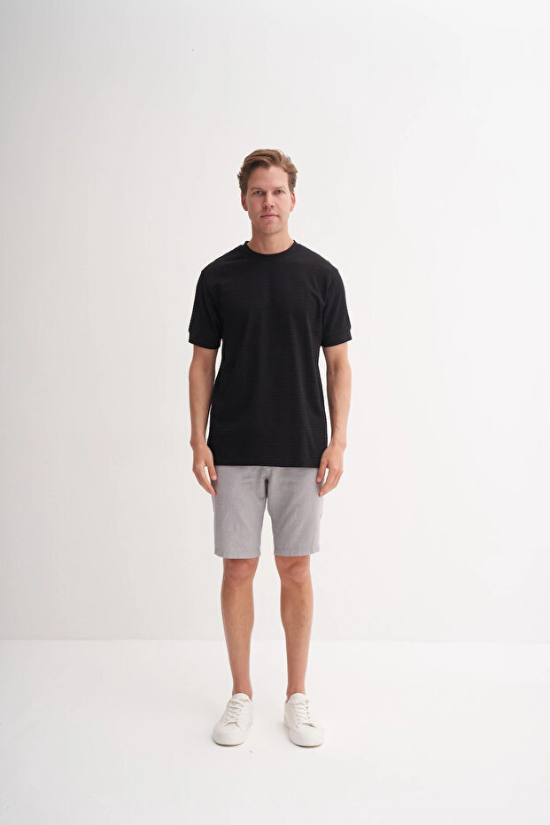 Regular Fit Crew Neck Texture T-Shirt 4220