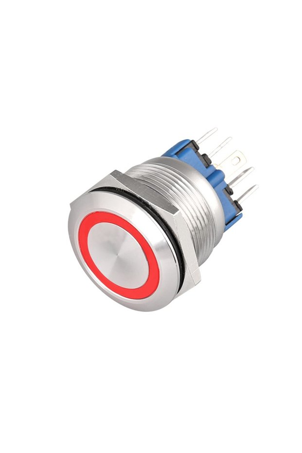 Push Button 22mm with Return, 12-24V, Red Led, Plug included, ElectroAZ