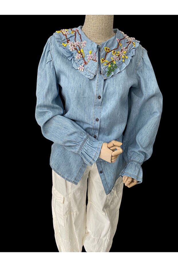 Kristal taş işlemeli gömlek - 2