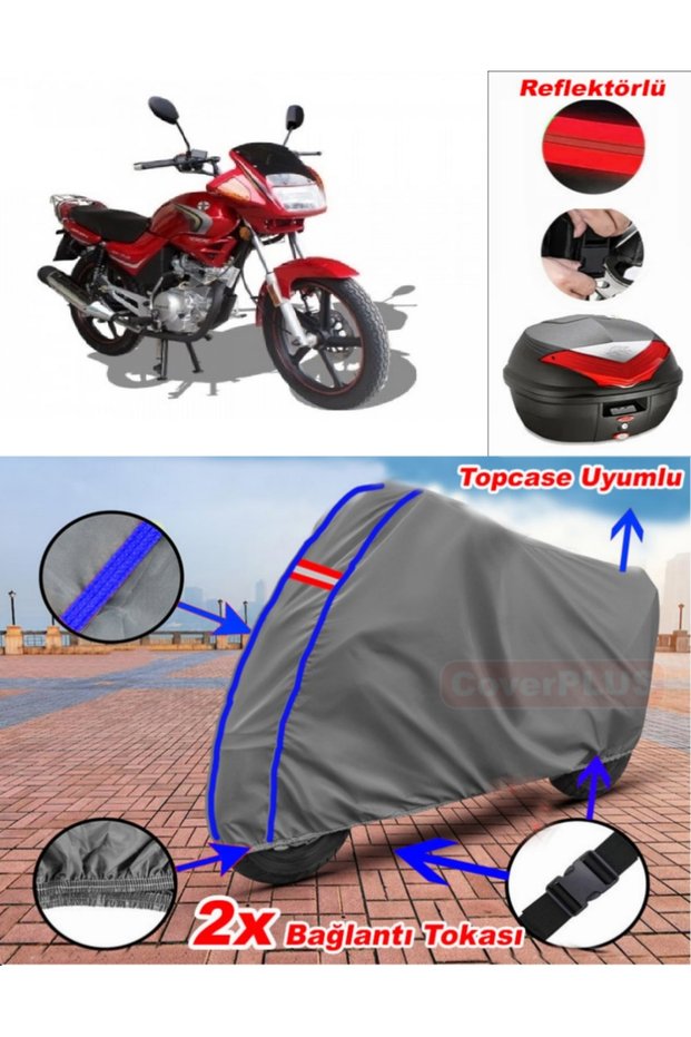 Blue Stitched Gray Arora Ar 125-43 Yebere Tarpaulin Topcase Rear Bag Compatible Motor Tarpaulin