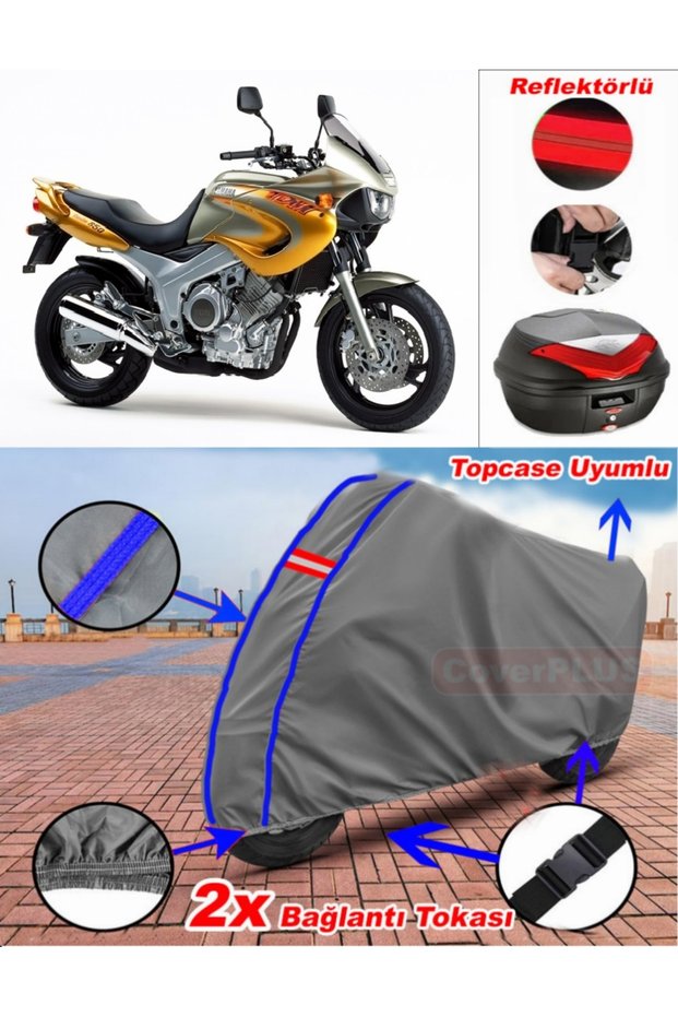 Blue Stitched Gray Yamaha Tdm 850 Tarpaulin Topcase Rear Bag Compatible Motor Tarpaulin