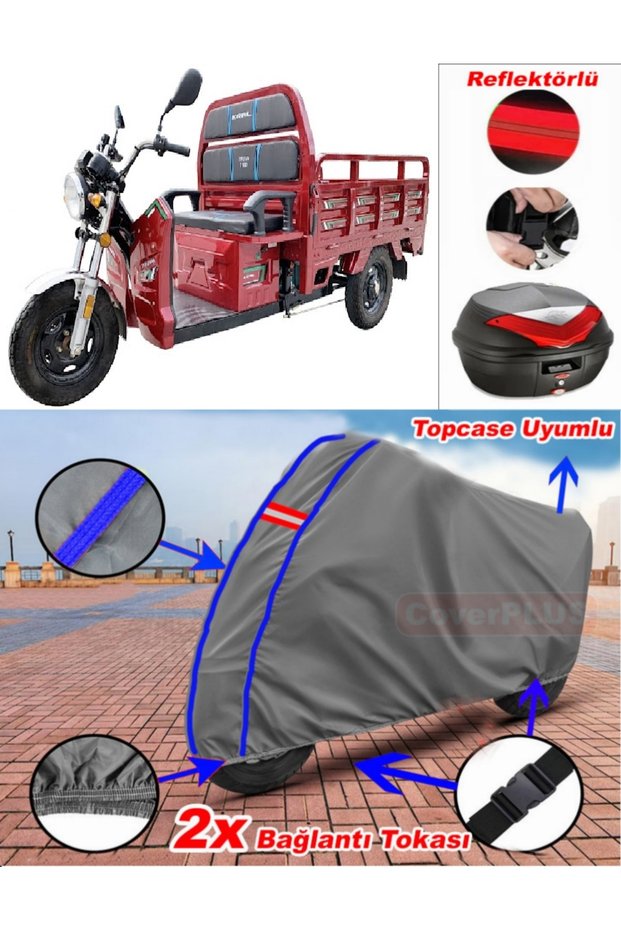 Blue Stitched Gray King Motor Kr-13 Tarpaulin Topcase Rear Bag Compatible Motor Tarpaulin