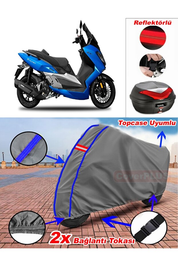 Blue Stitched Gray Yuki T11 Explorer Tarpaulin Topcase Rear Bag Compatible Motor Tarpaulin