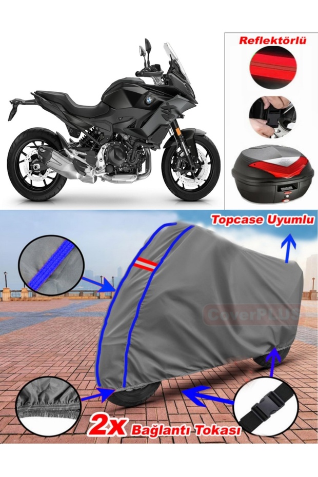 Blue Stitched Gray Bmw F 900 Xr Tarpaulin Topcase Rear Bag Compatible Motor Tarpaulin