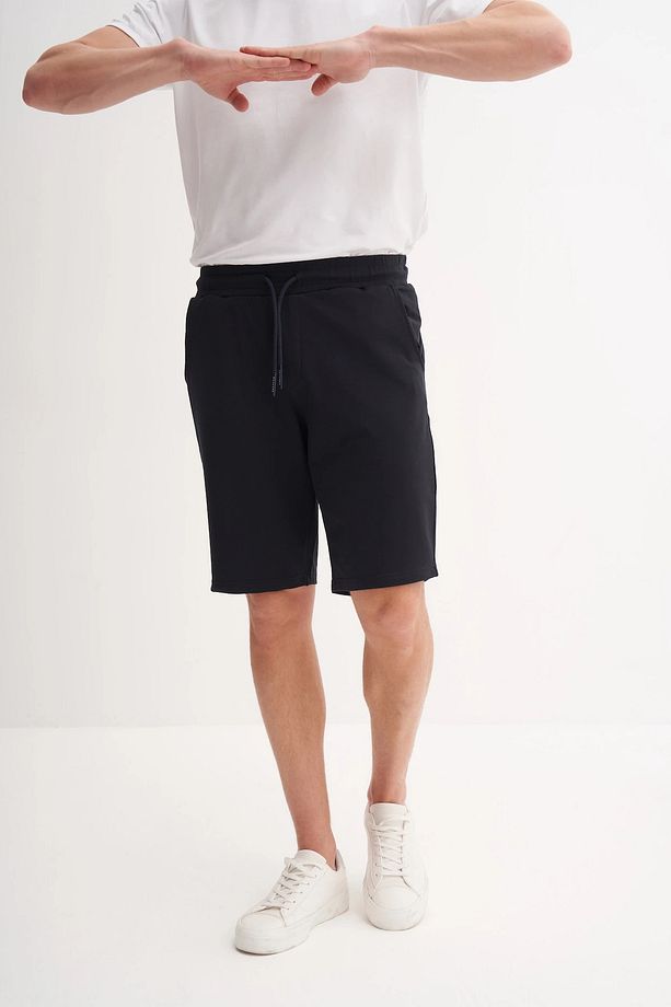 Slim Fit Dar Paça Likralı Örme Bermuda Şort 6082 - 1