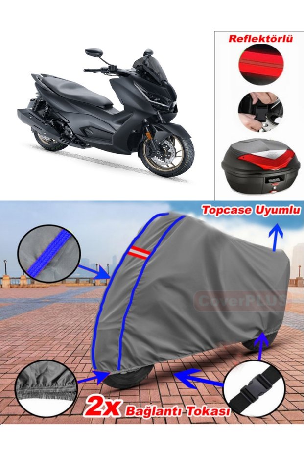 Blue Stitched Gray Rks Vieste 249 Tarpaulin Topcase Rear Bag Compatible Motor Tarpaulin