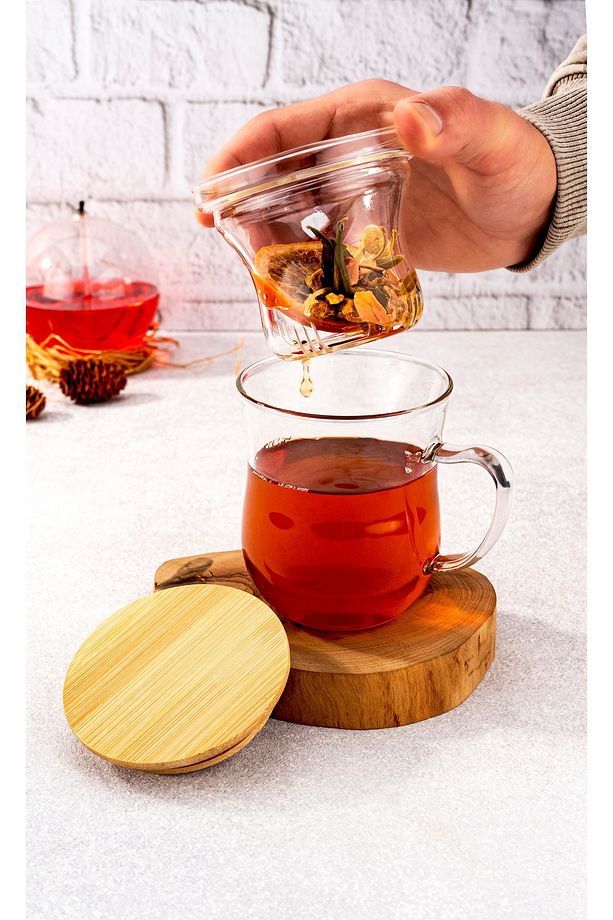 Brew Süzgeçli Cam Çay Bardağı 400ml - 2