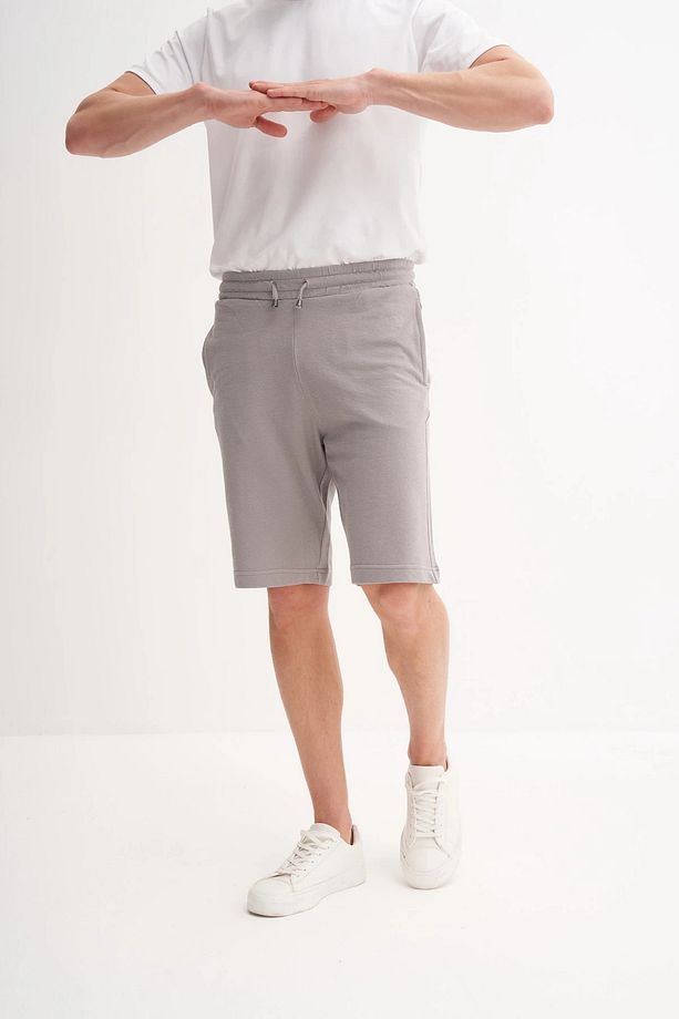 Slim Fit Dar Paça Dokulu Pamuklu Bermuda Şort 6069 - 1