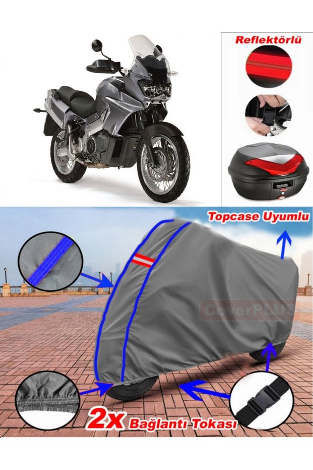 Blue Stitched Grey Aprilia Caponord 1000 Etv Abs Tarpaulin Topcase Rear Bag Compatible Motor Tarpaulin