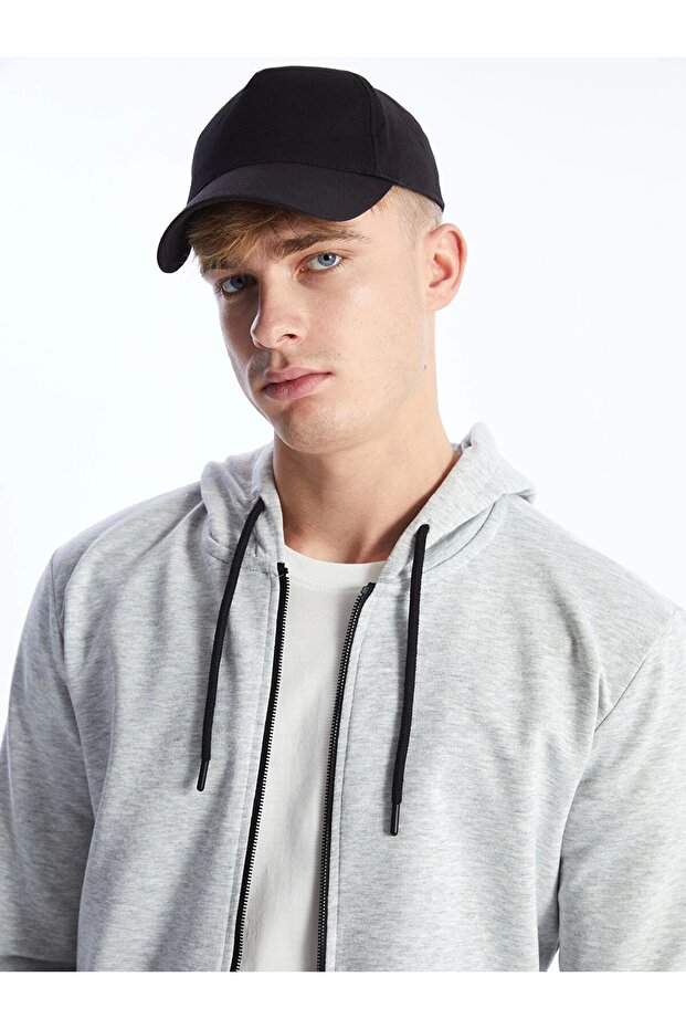 Lcw Casual Gray Hooded Long Sleeve Men's Zippered Sweatshirt