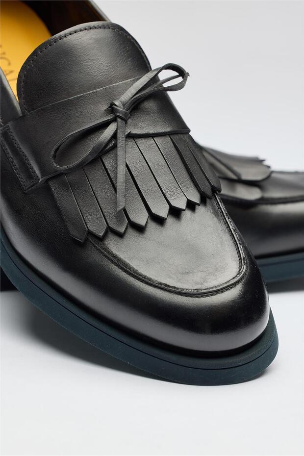 Lacivert Deri Loafer - 3