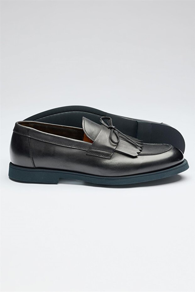 Lacivert Deri Loafer - 4