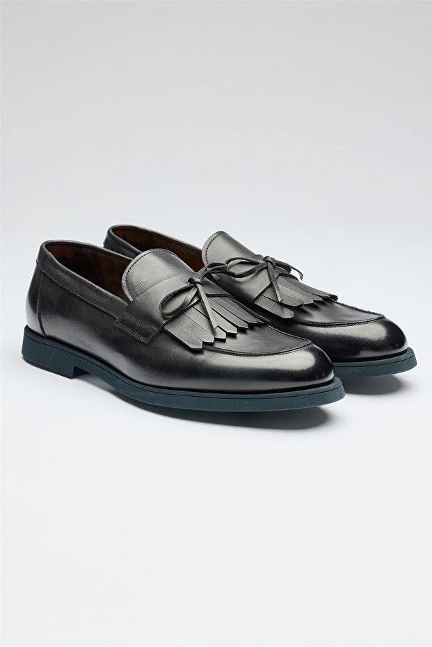 Lacivert Deri Loafer - 5