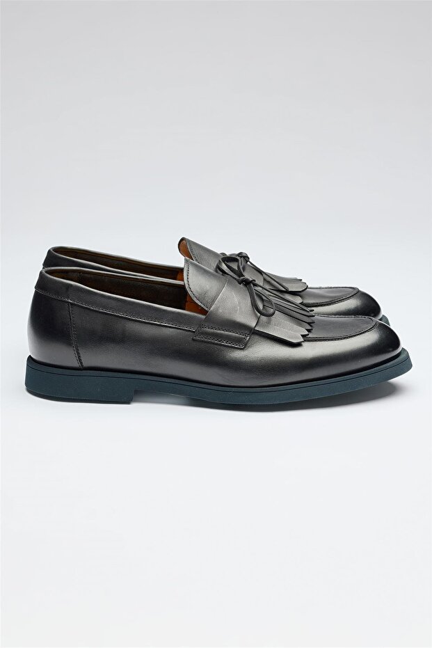 Lacivert Deri Loafer - 1