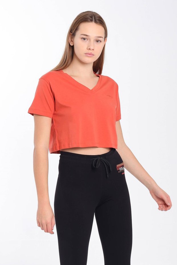 Regular Women's V-Neck Tile Crop Top