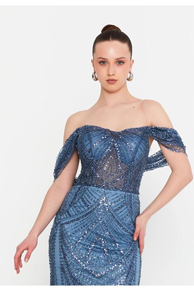 6077PAY PAYETLİ ELBİSE - 3