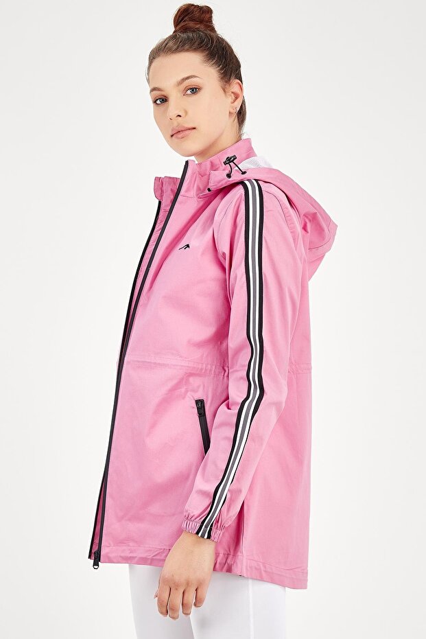 Regular Kadın Kapüşonlu Pembe Ceket - 4