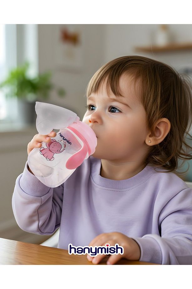 Akıtmayan Kulplu Bebek Bardağı 260 ml Pembe - 1