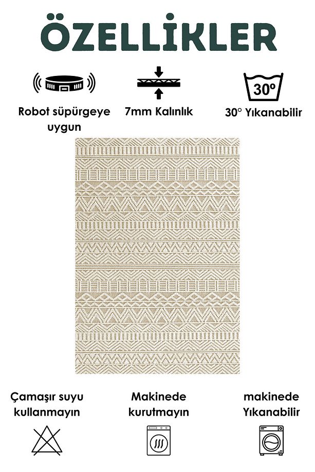 Dijital Baskılı Yıkanabilir Kaymaz Taban Salon Halısı, Yolluk, Mutfak Ve Çocuk Halısı (70) - 2