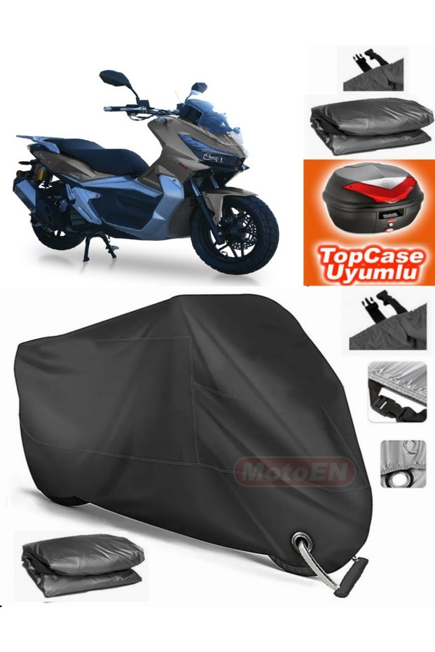 Black Lock Compatible Motolux Wow 150 Tarpaulin Topcase Rear Bag Compatible Motor Tarpaulin