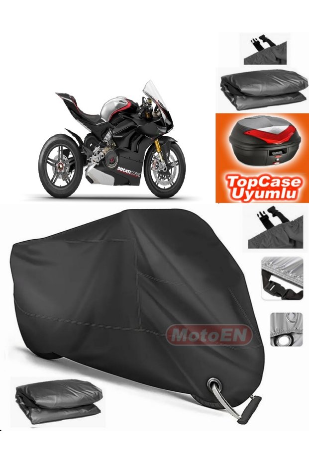 Black Lock Compatible Ducati Panigale V4 Sp Tarpaulin Topcase Rear Bag Compatible Motor Tarpaulin