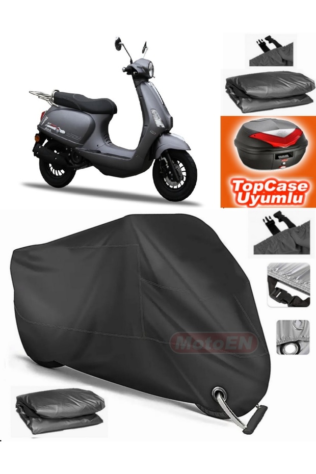Black Lock Compatible Stmax Bravo 50 Tarpaulin Topcase Rear Bag Compatible Motor Tarpaulin
