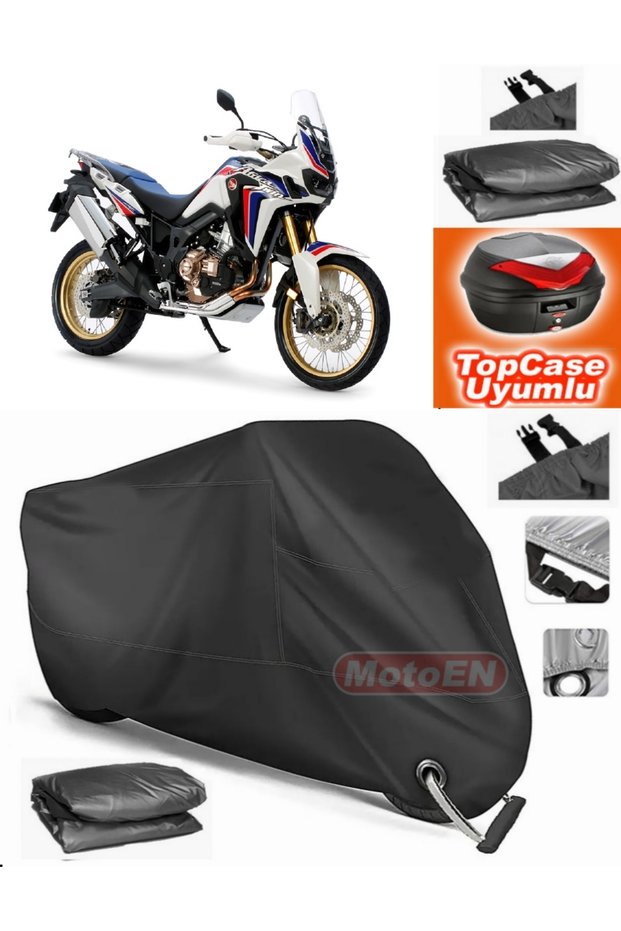 Black Lock Compatible Honda Crf1100L Africa Twin Tarpaulin Topcase Rear Bag Compatible Motor Tarpaulin