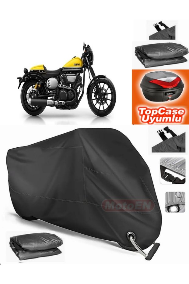 Black Lock Compatible Yamaha Xv950R Tarpaulin Topcase Rear Bag Compatible Motor Tarpaulin