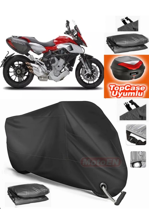Black Lock Compatible Mv Agusta Stradale 800 Tarpaulin Topcase Rear Bag Compatible Motor Tarpaulin