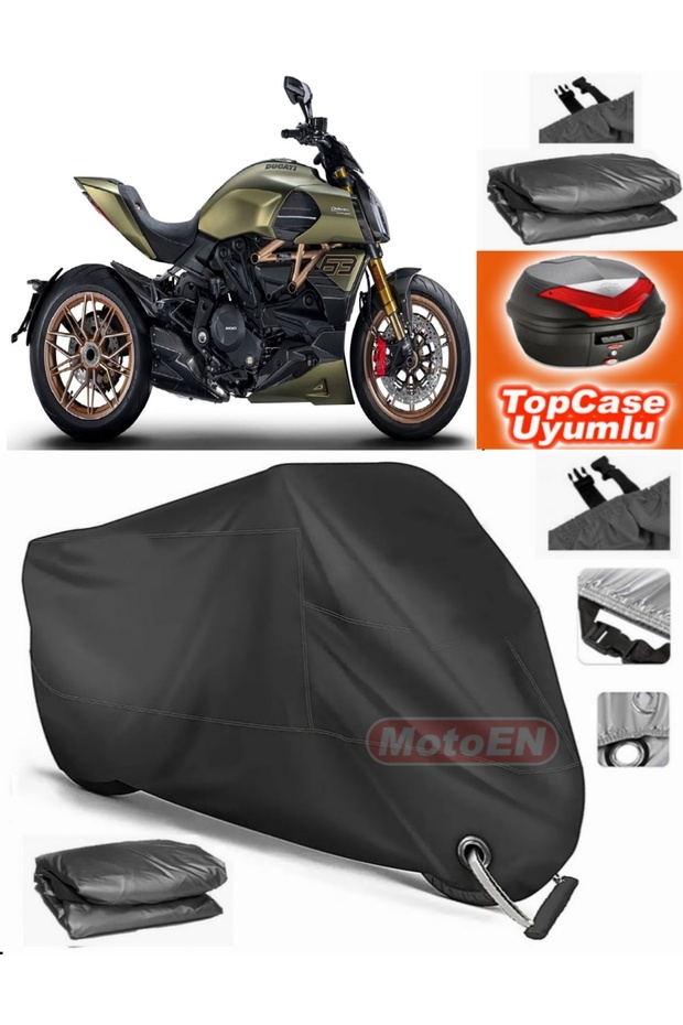 Black Lock Compatible Ducati Diavel V4 Tarpaulin Topcase Rear Bag Compatible Motor Tarpaulin