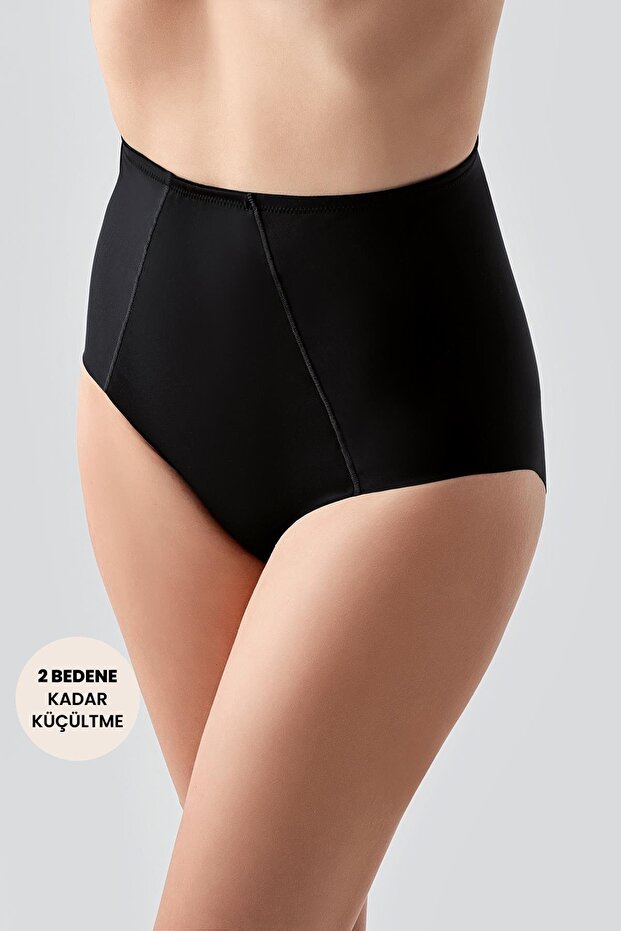 High Waist Laser Cut Corset Panties 9601 Black