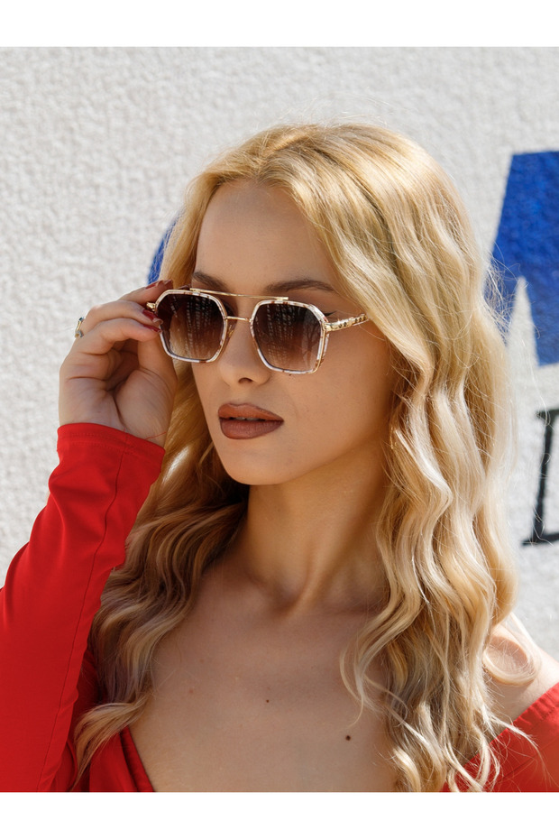 Brown Lens, Cream Framed Women's Sunglasses AE0039C19
