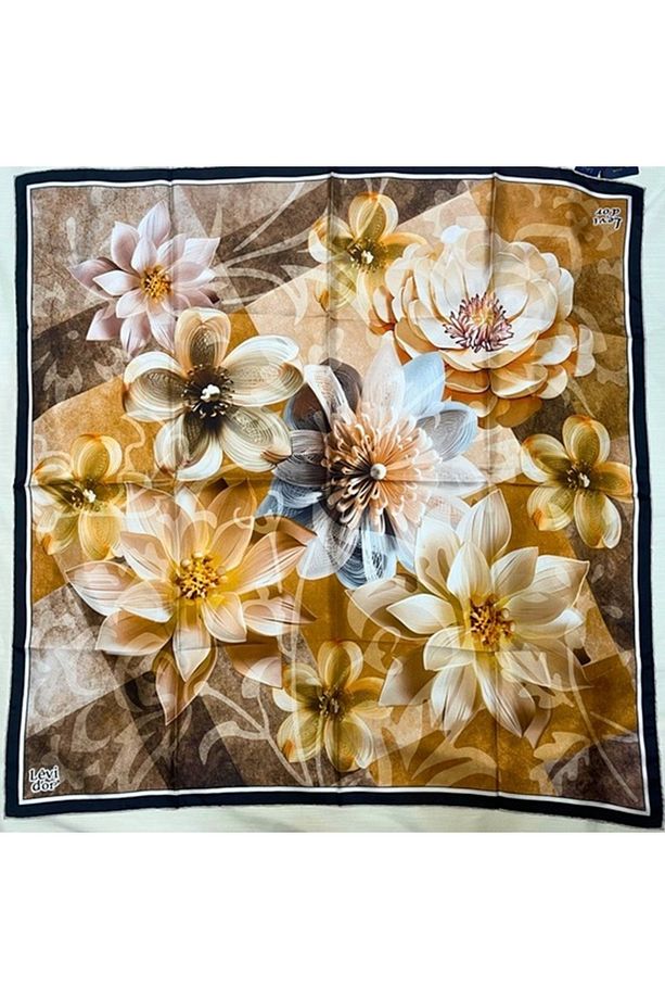 Desenli Twill İpek Eşarp - 4