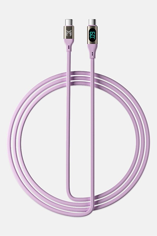 كابل مطاطي من النوع C بطول متر واحد، MX061، وردي - 2