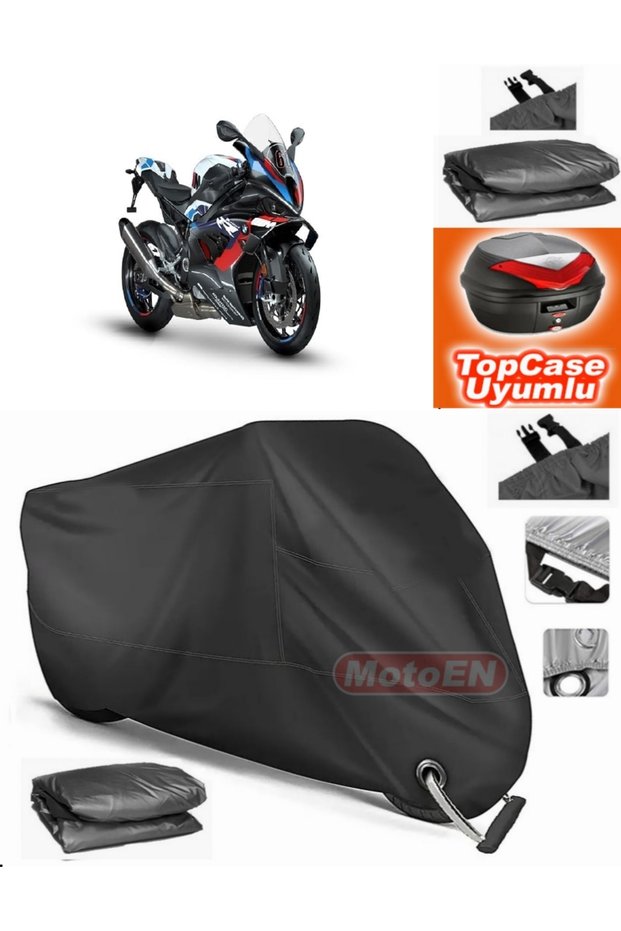 Black Lock Compatible Bmw m 1000 R Tarpaulin Topcase Rear Bag Compatible Motor Tarpaulin