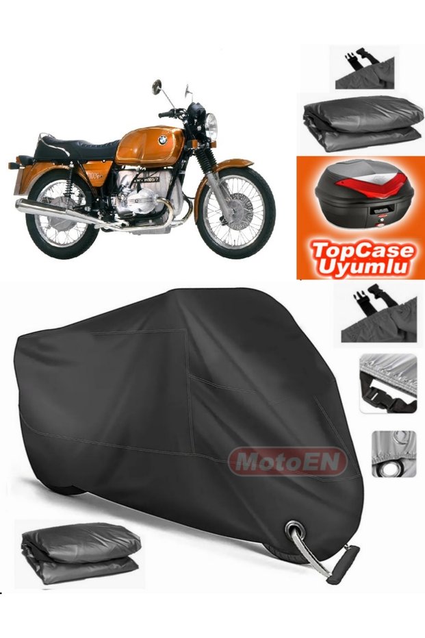 Black Lock Compatible Bmw R 60-7 Tarpaulin Topcase Rear Bag Compatible Motor Tarpaulin